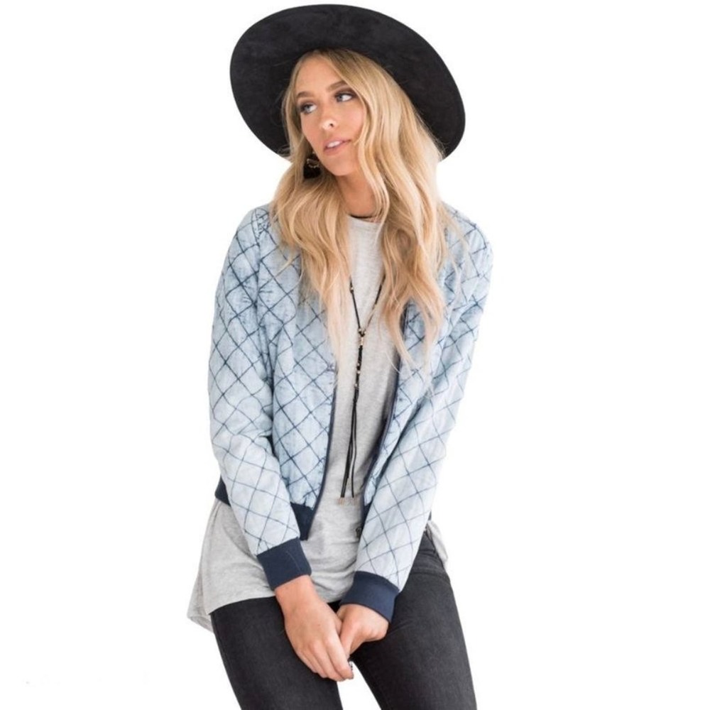 Ashley by 26 International Dolman Quilted Bomber Zip Up Jacket Size Small